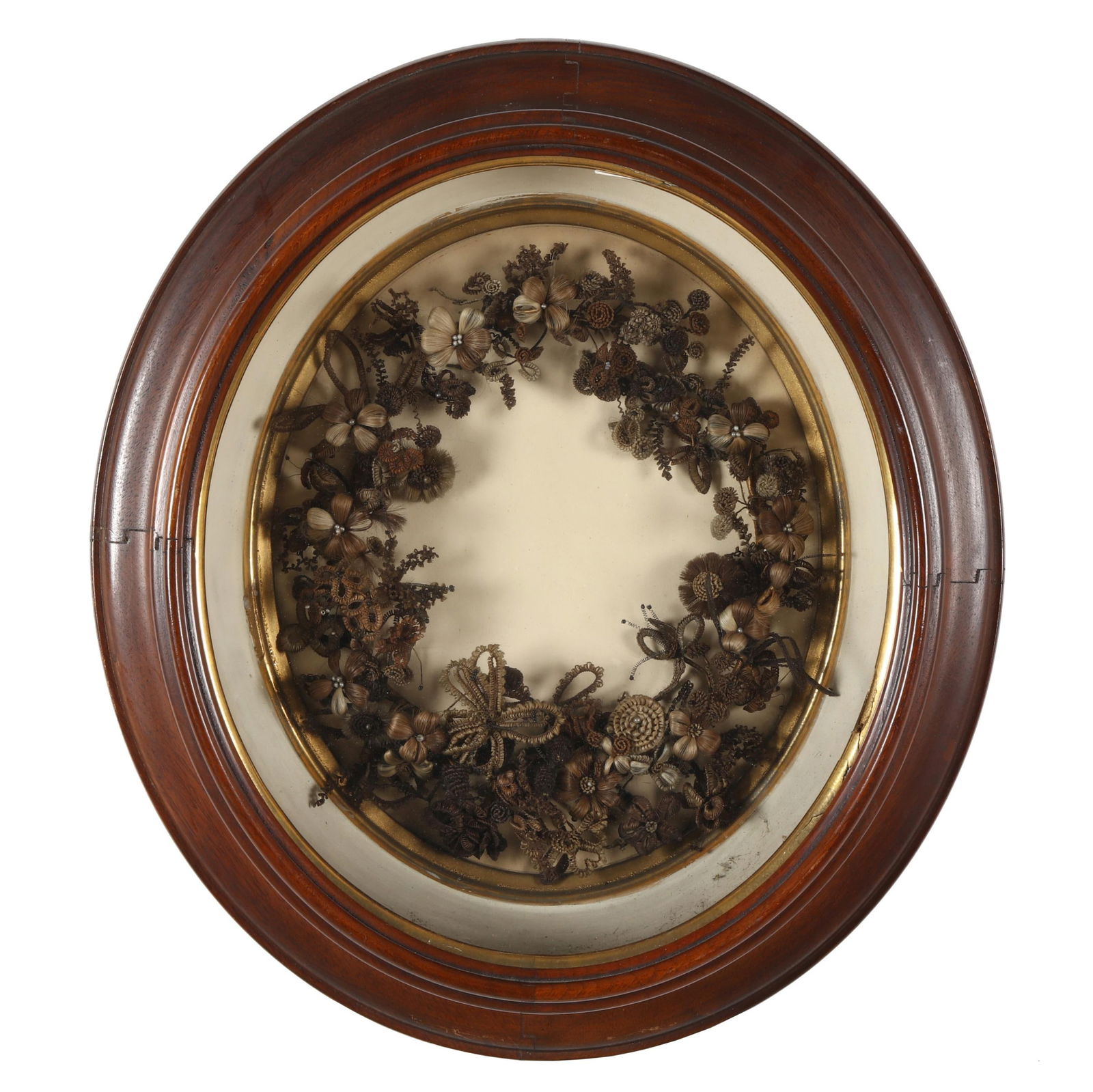 FRAMED VICTORIAN MEMORIAL HAIR
