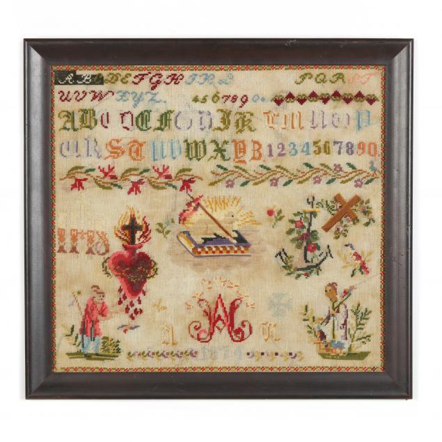FRAMED VICTORIAN SAMPLER DATED 1874