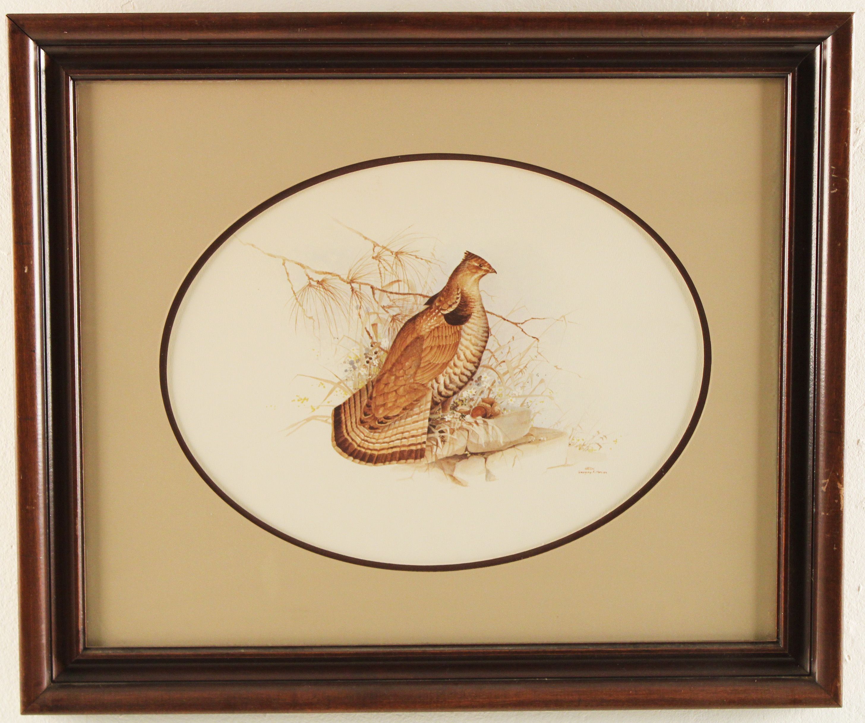 FRAMED WATERCOLOR OF A QUAIL,