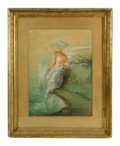 FRAMED WATERCOLOR OF FEMALE NU