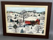 FRAMED WATERCOLOR WINTER SCENE