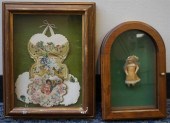 FRAMED WOOD POPPET DOLL WITH N