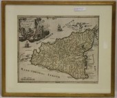 FRAMES AND GLAZED EARLY MAP OF