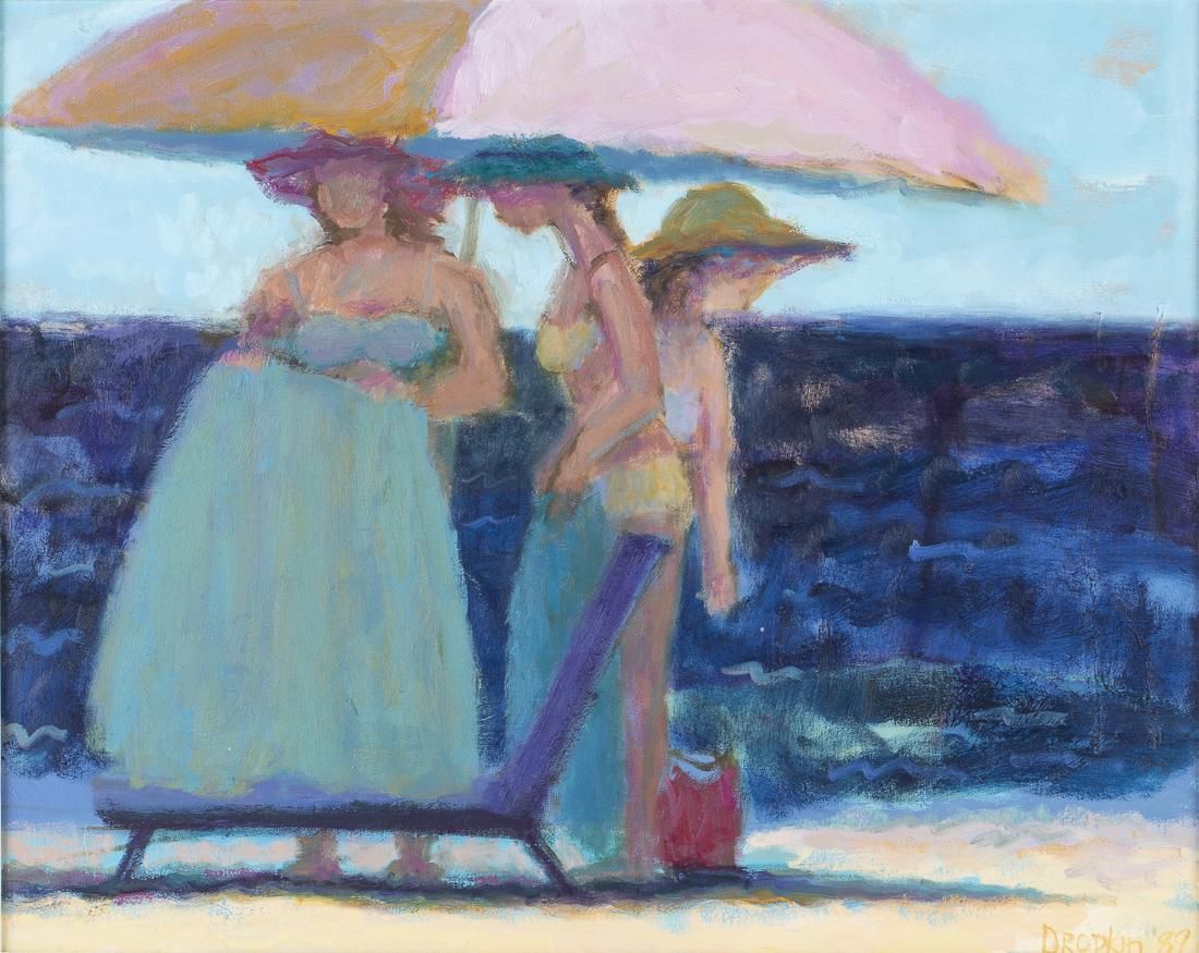 FRAN DROPKIN, BEACH SCENE, OIL ON