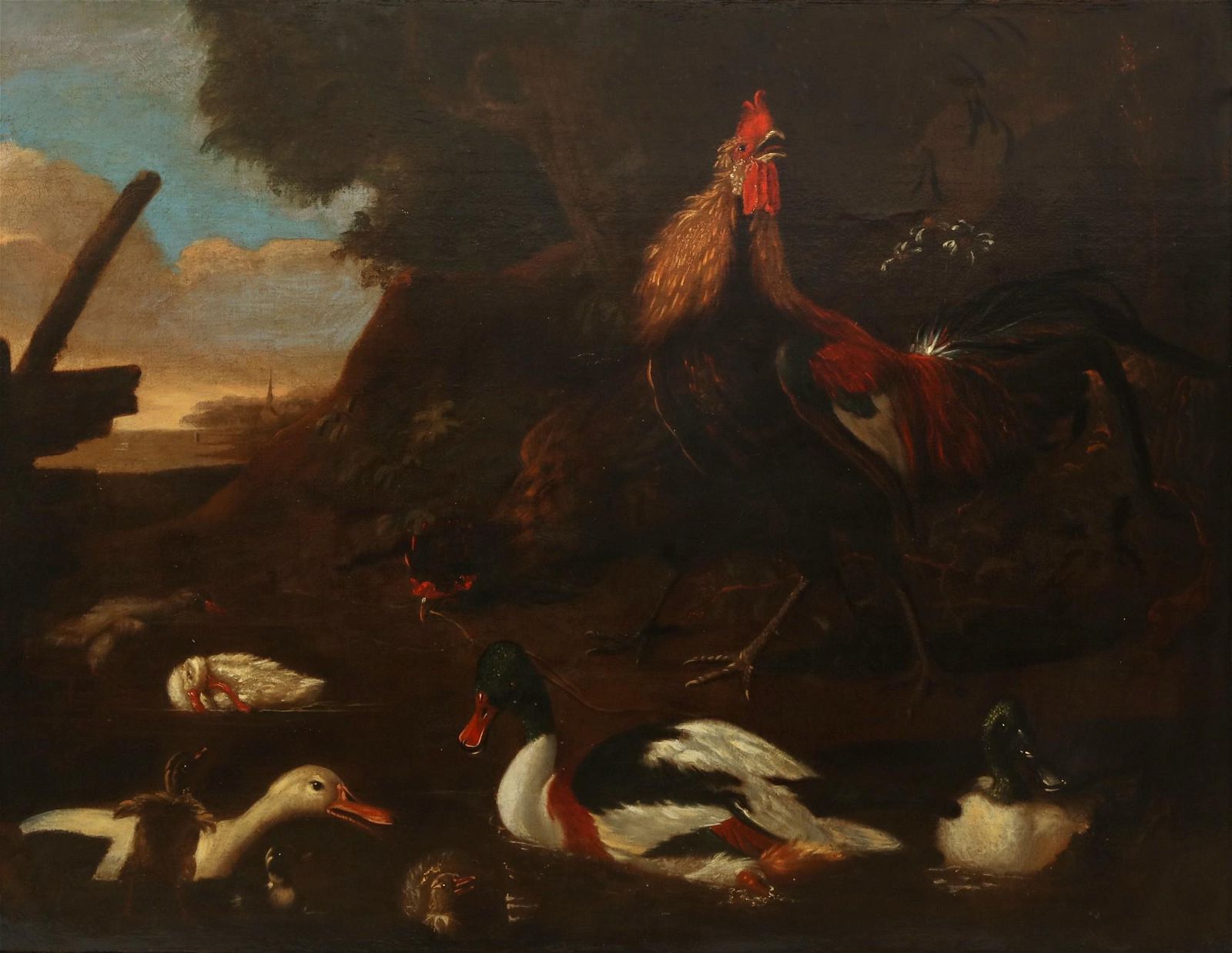 FRANCIS BARLOW, A COCKEREL, HEN AND