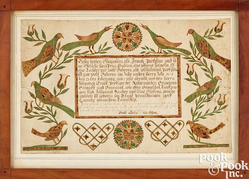 FRANCIS PORTZLINE FRAKTUR BIRTH