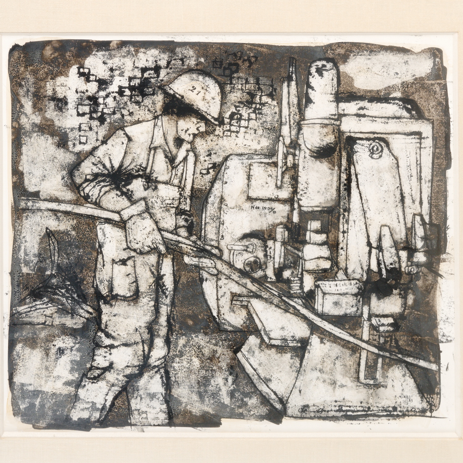 FRANCO MINEI, TEMPERA ON PAPER,