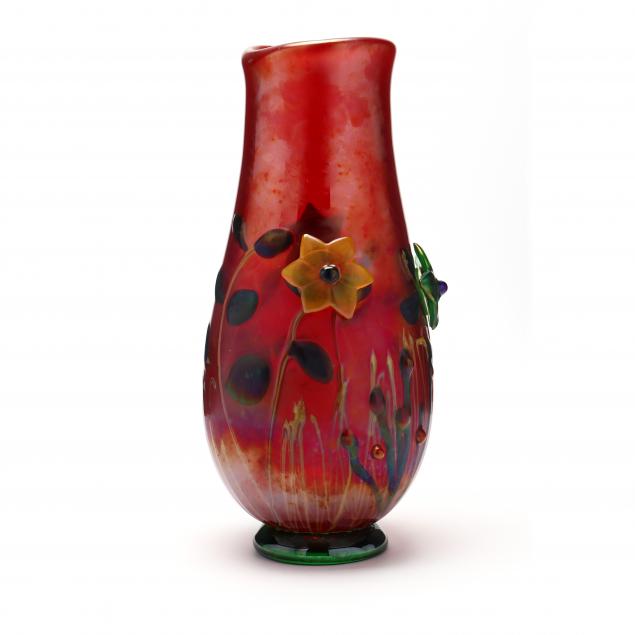 FRANCO MORETTI, TALL FLORAL GLASS