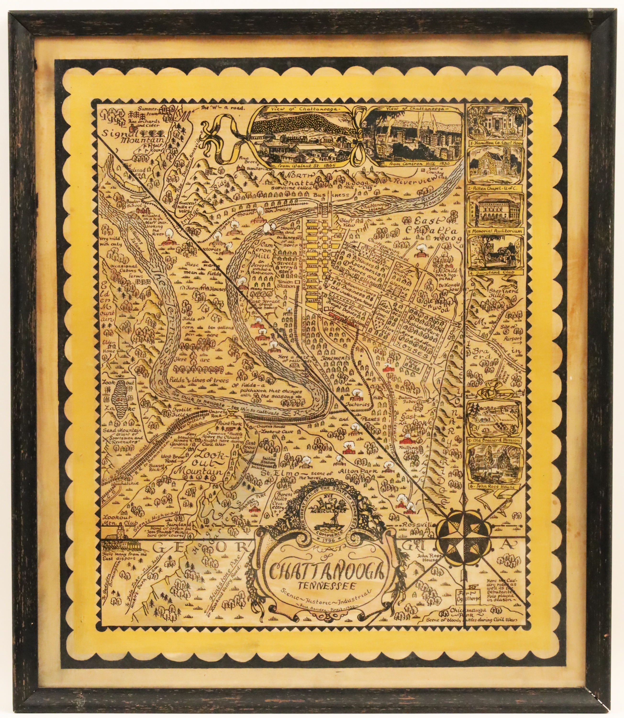 FRANK BAISDEN 1930 HAND PAINTED MAP