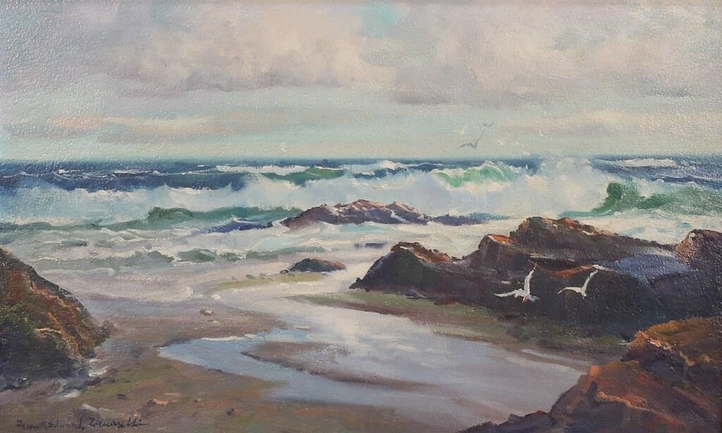 FRANK EDWARD ZUCARELLI OIL ON BOARD