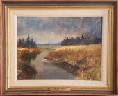 FRANK HANDLEN OIL ON BOARD, "F
