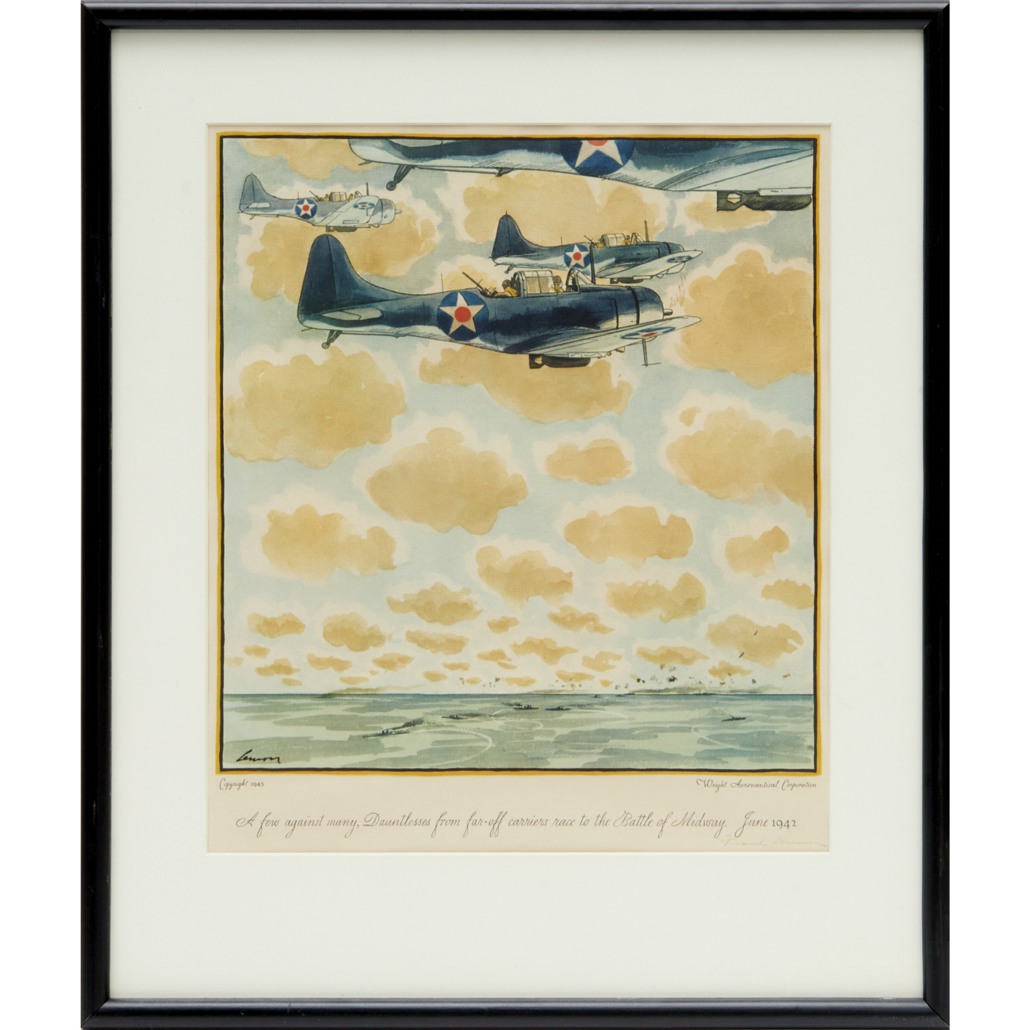 FRANK LEMON, SIGNED WWII PRINT,