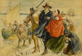 FRANK T. MERRILL WATERCOLOR ON