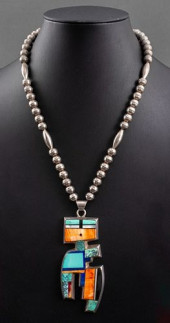 FRANK YELLOWHORSE INLAID SILVE
