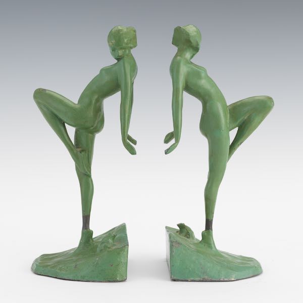 FRANKART STYLE FIGURAL BOOKENDS 10"