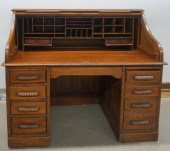 FRANKLIN DESK CO. OAK ROLL-TOP