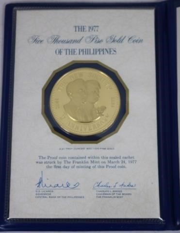 FRANKLIN MINT 1977 GOLD COIN,