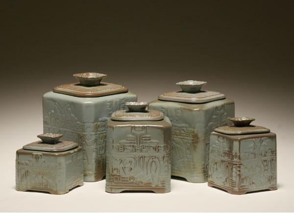 Frankoma art pottery cannisters;