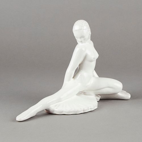 FRANKOMA POTTERY NUDE FIGURE FAN