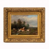 FRANS LEBRET PASTORAL OIL ON P