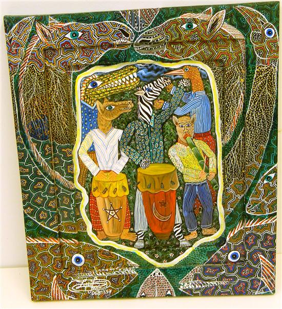 Frantz Zephirin  acrylic on wood 