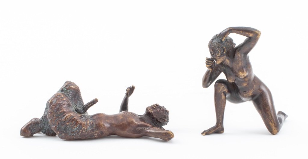 FRANZ BERGMAN BRONZE SATYR & NUDE