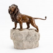 FRANZ BERGMAN LION ON ROCK BRO