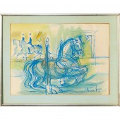 FRANZ BUEB, PASTEL DRAWING Fra