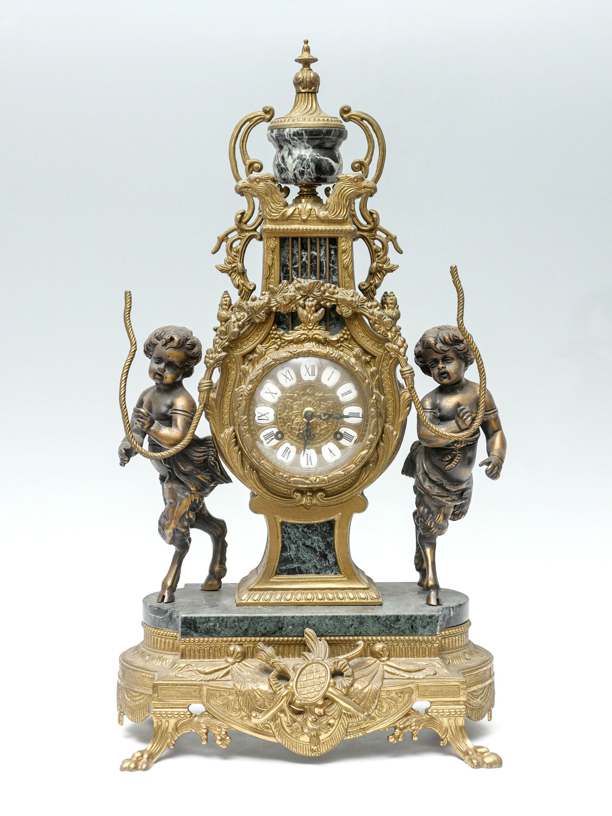 FRANZ HERMLE FIGURAL BRASS CLOCK;