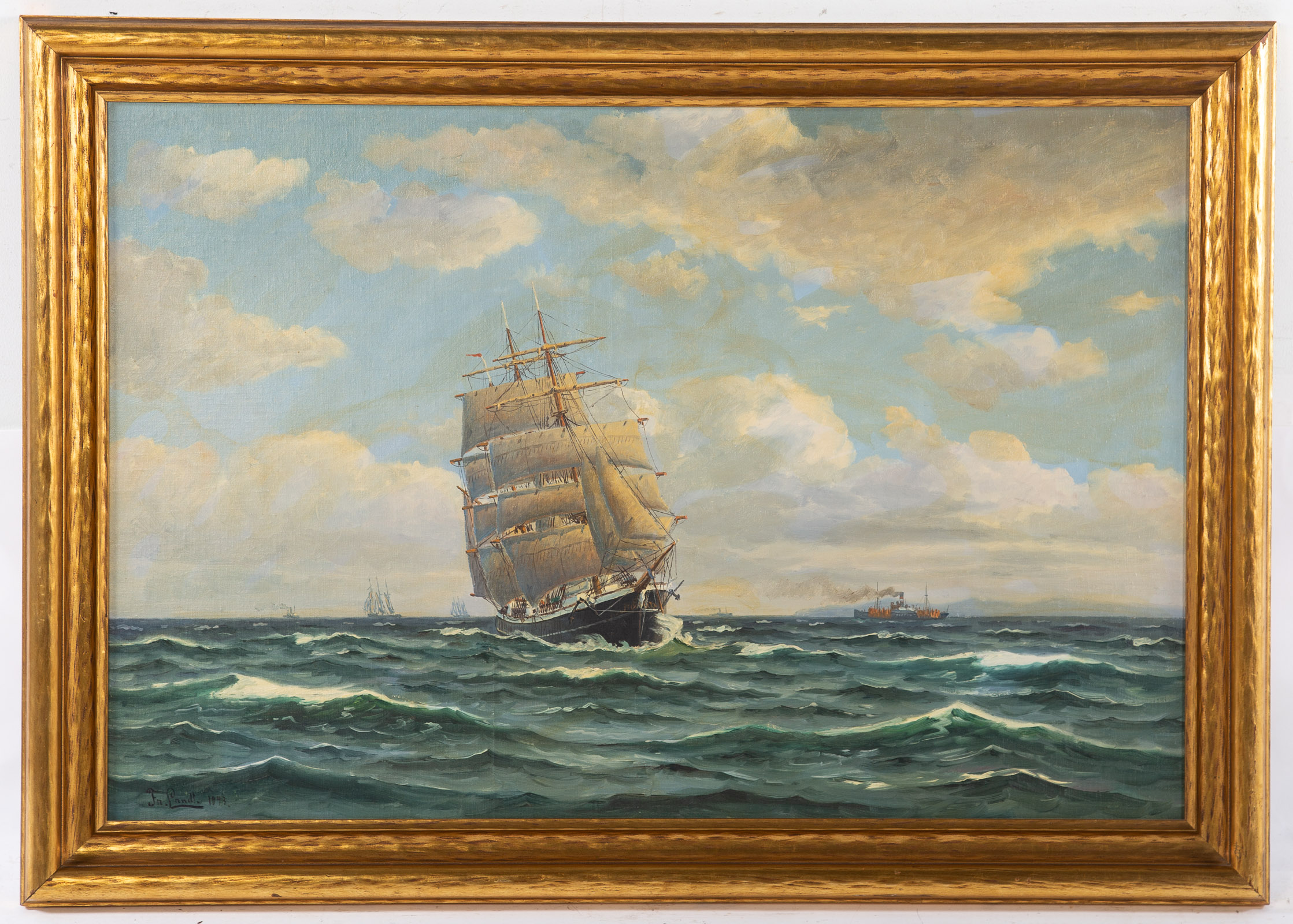 FRANZ LANDT. FULL MASTED SHIP AT