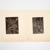 FRED BECKER (2) WOODCUT PRINTS