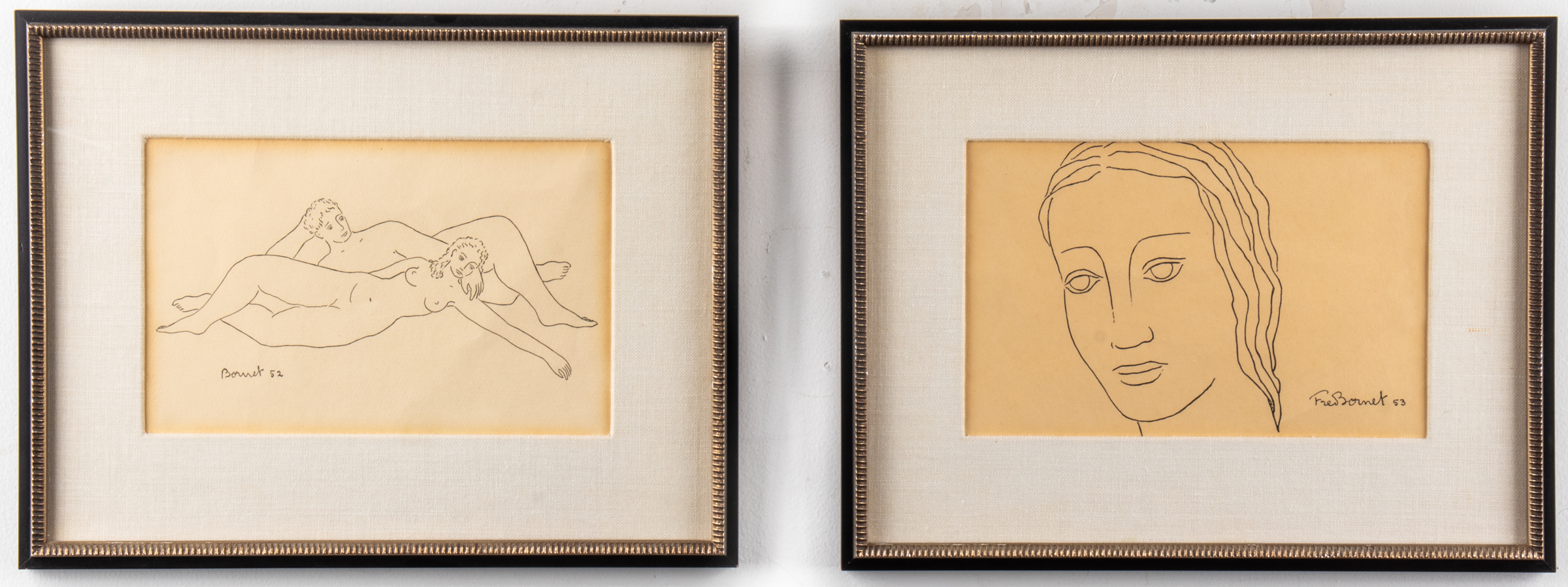 FRED BORNET, INK ON PAPER, PAIR
