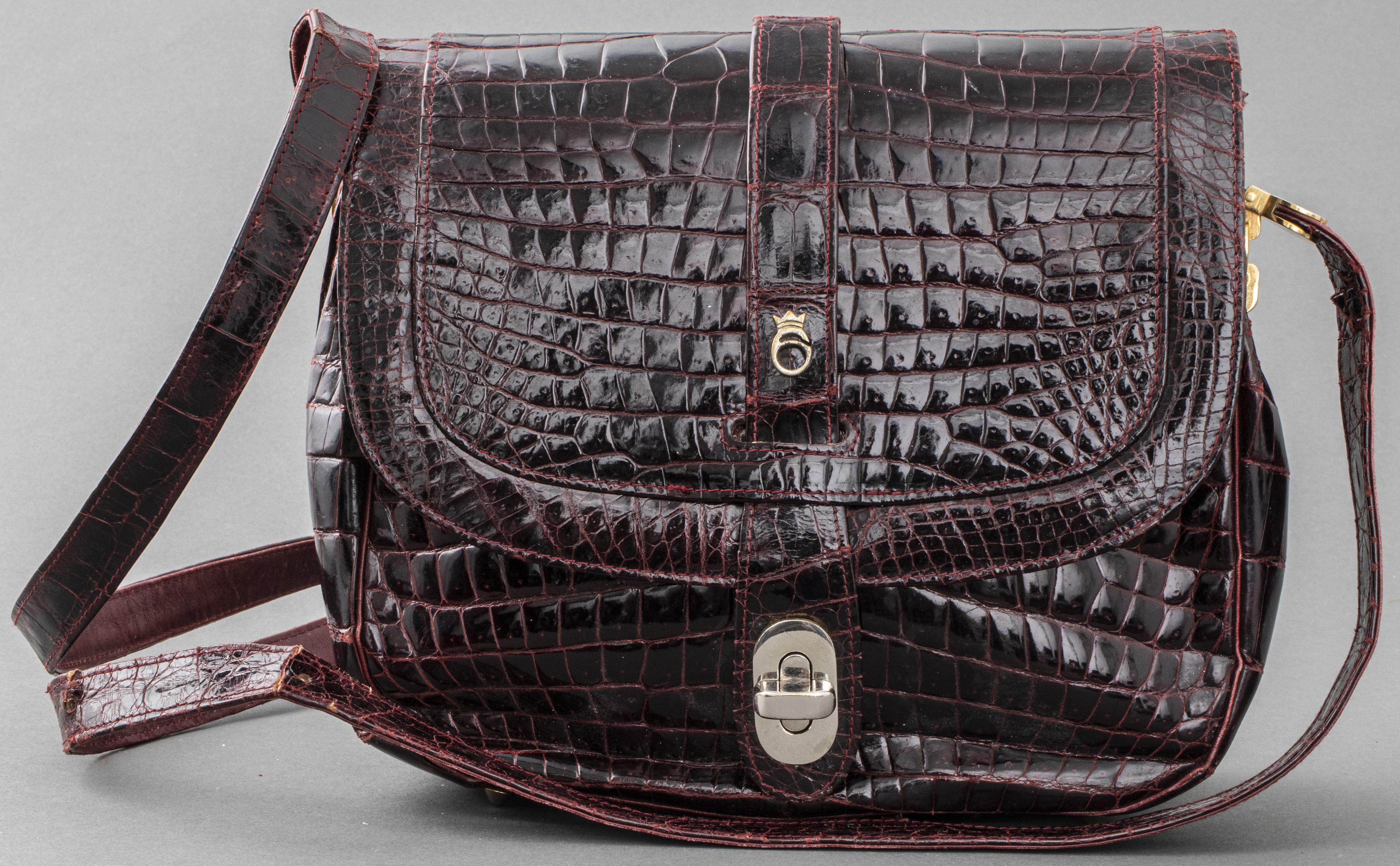 FRED PARIS MAROON CROCODILE LEATHER