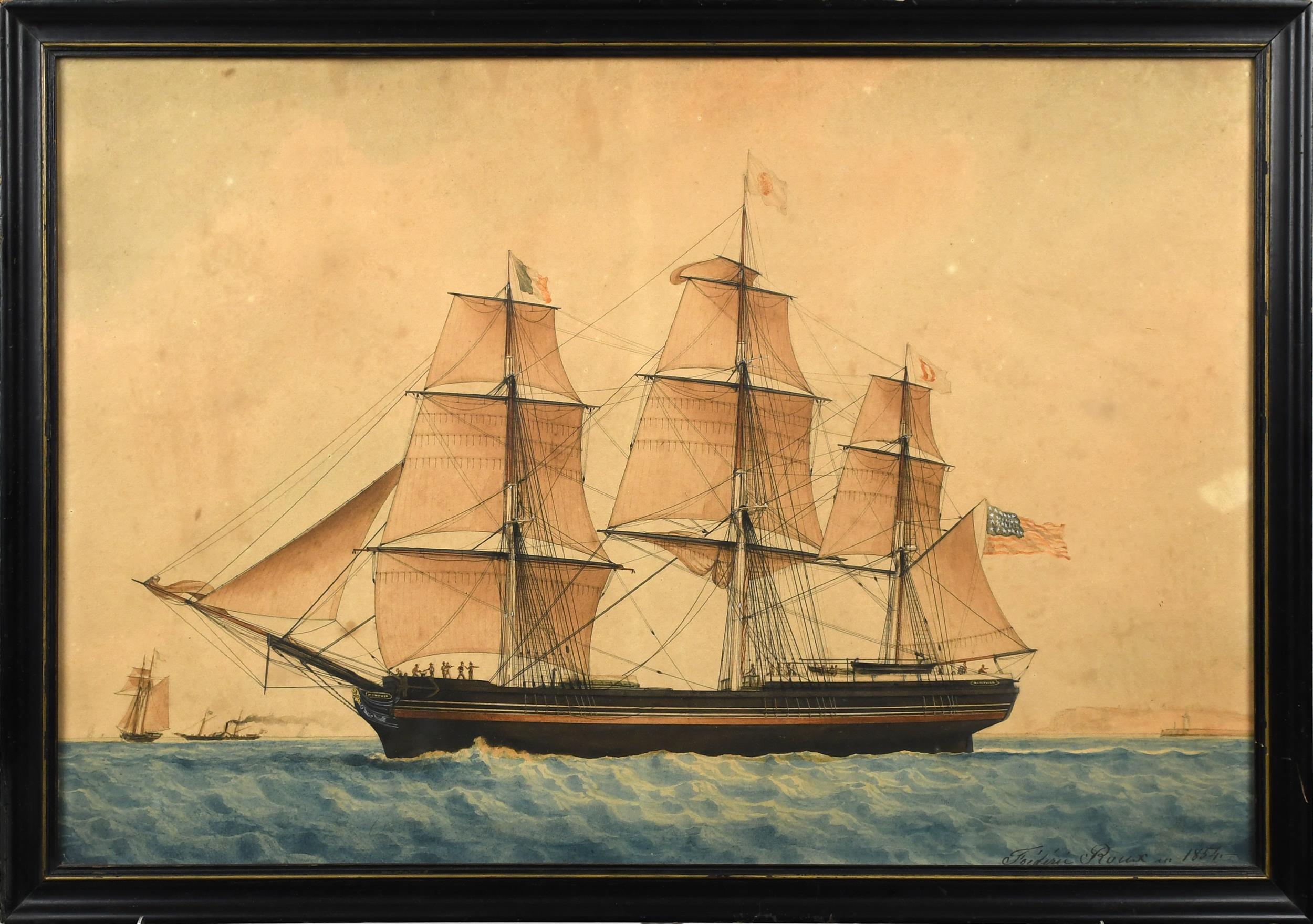 FREDERIC ROUX MARINE WATERCOLOR,