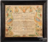 FREDRICK SPEYER FRAKTUR BIRTH