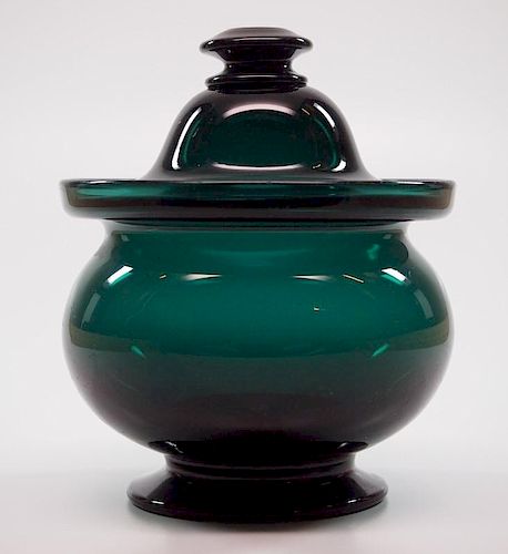 FREE-BLOWN COVERED SUGAR BOWLAn