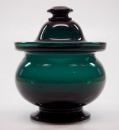 FREE-BLOWN COVERED SUGAR BOWLA