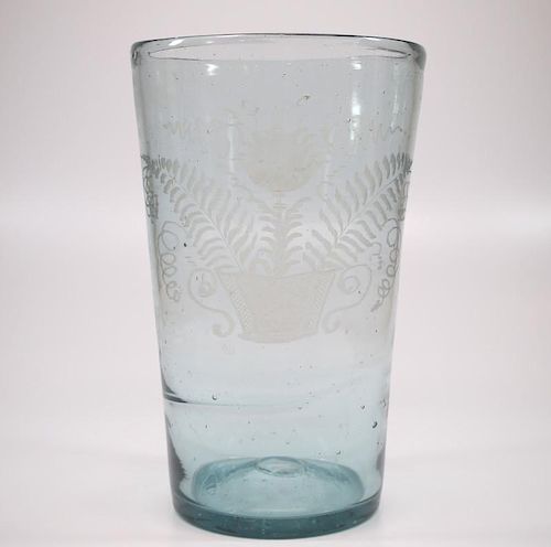 FREE-BLOWN & ENGRAVED FLIP GLASSA