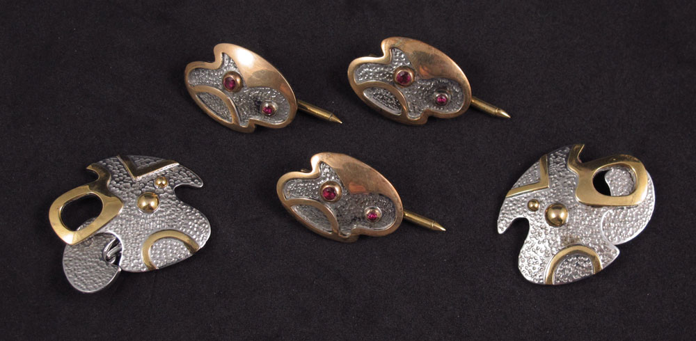 FREEFORM 18K GOLD STERLING AND RUBY