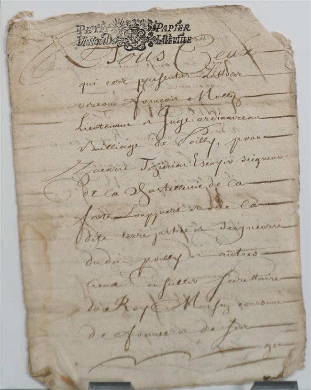 FRENCH 1690 HANDWRITTEN NINE-PAGE
