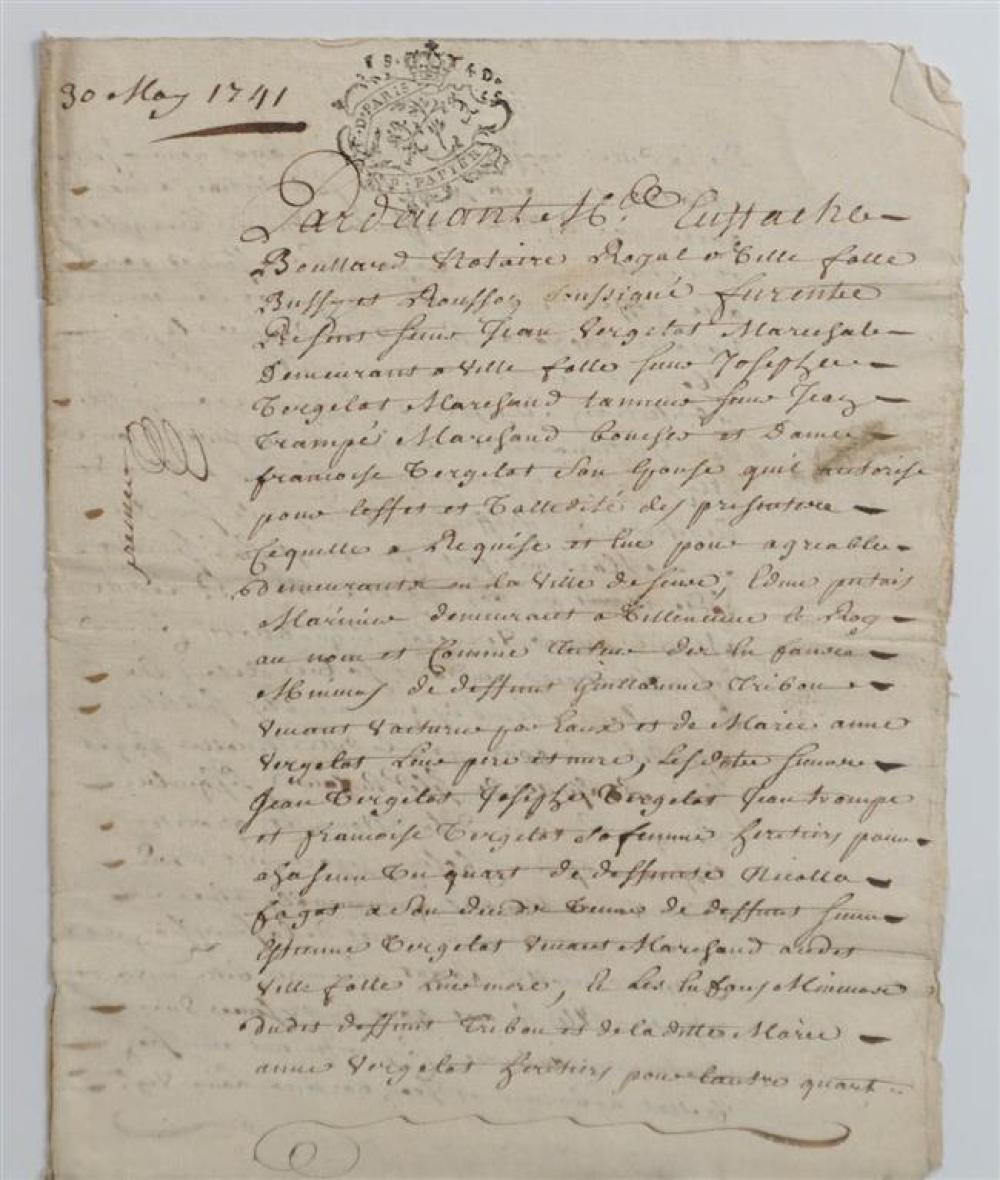 FRENCH 1741 HANDWRITTEN