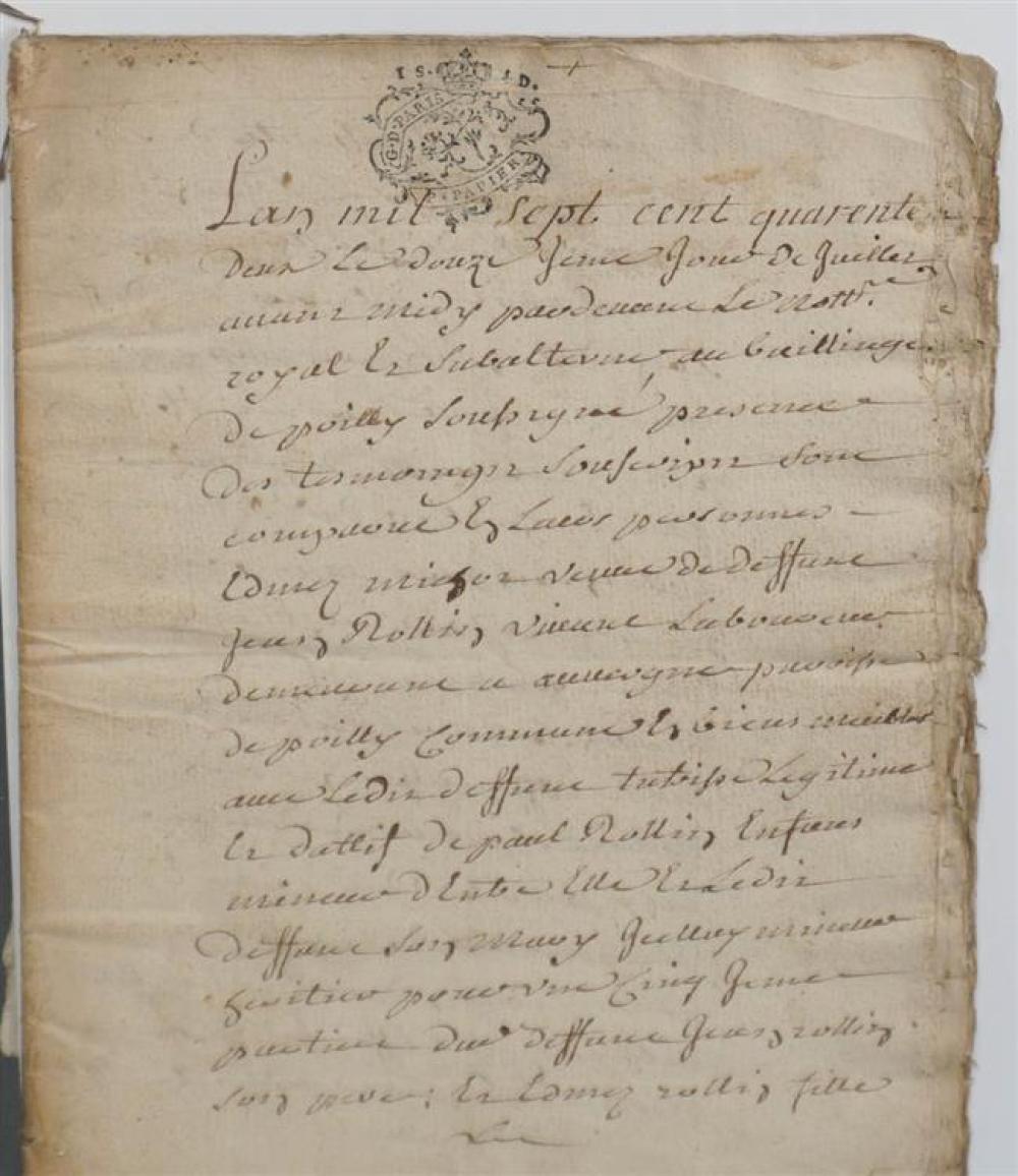 FRENCH 1787 HANDWRITTEN SIX-PAGE