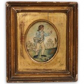 FRENCH 18TH CENT. SILK EMBROID