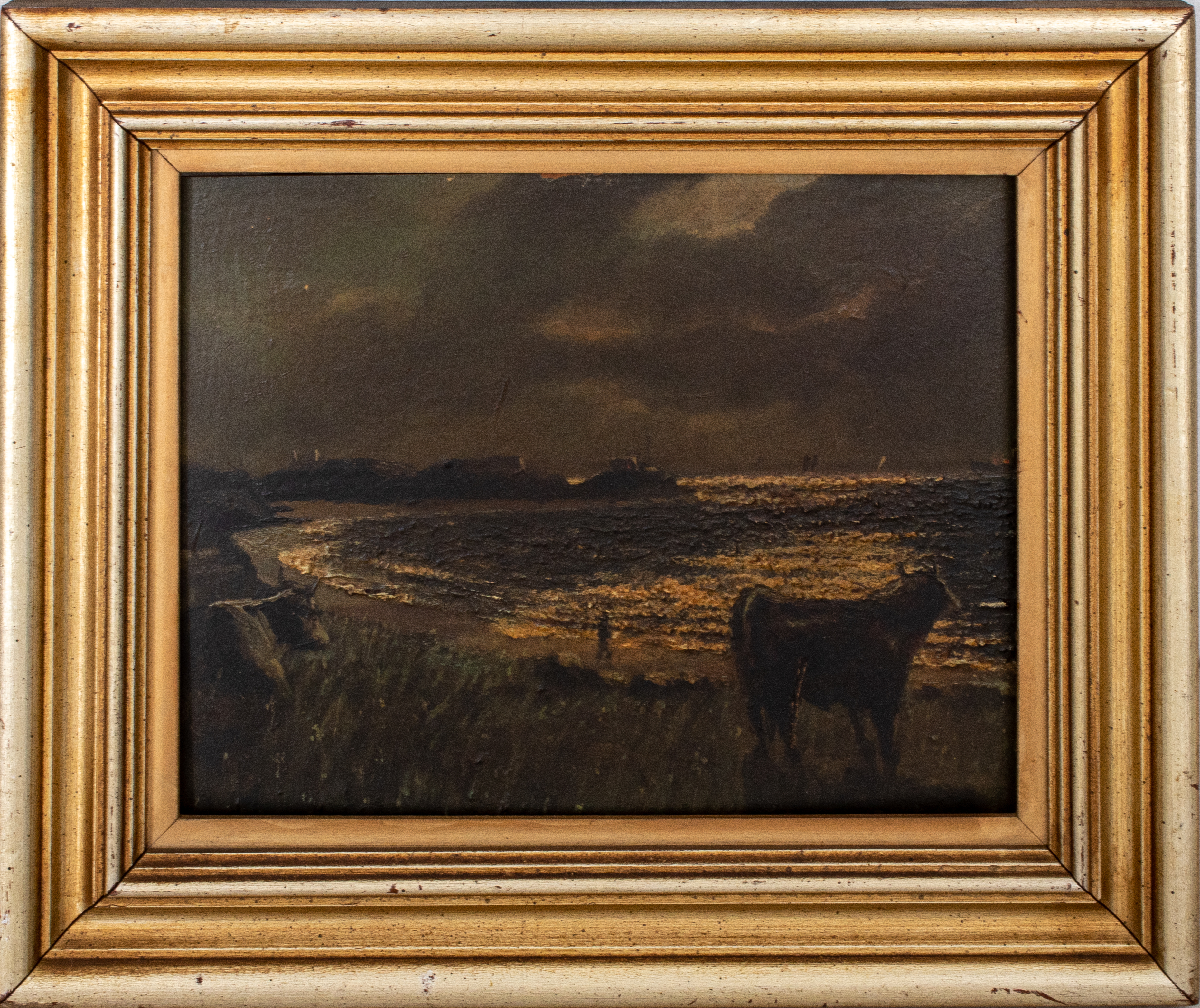 FRENCH 19TH C. OIL ON BOARD OF COWS