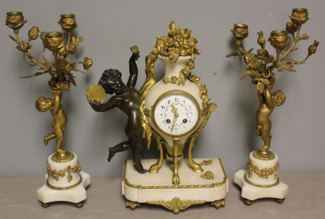 French 3 Piece Clock Set with