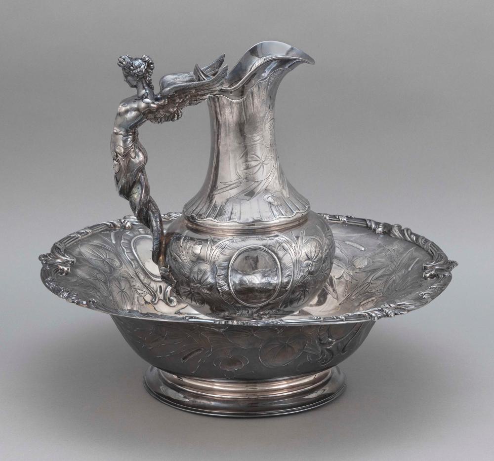 FRENCH .950 SILVER EWER AND BASIN