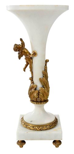 FRENCH ALABASTER AND BRONZE VASE,