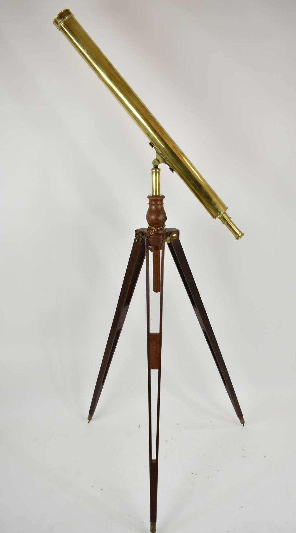 FRENCH ANTIQUE BRASS TELESCOPE ON