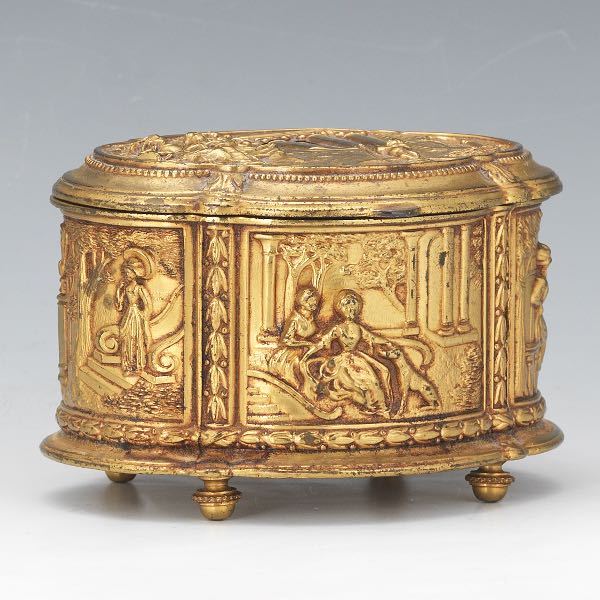 FRENCH ANTIQUE GILT BRONZE SCENIC