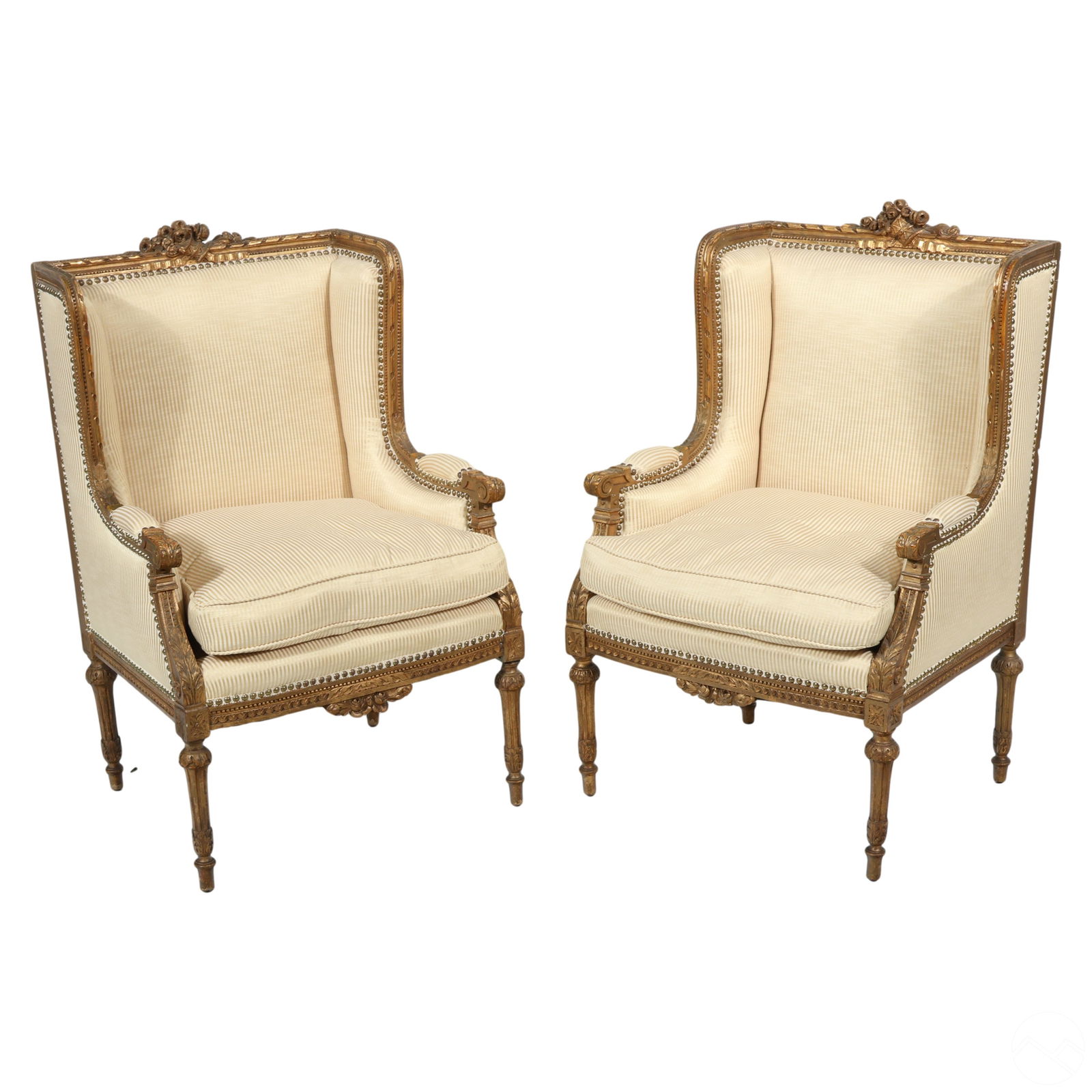 FRENCH ANTIQUE PAIR OF GILT WOOD
